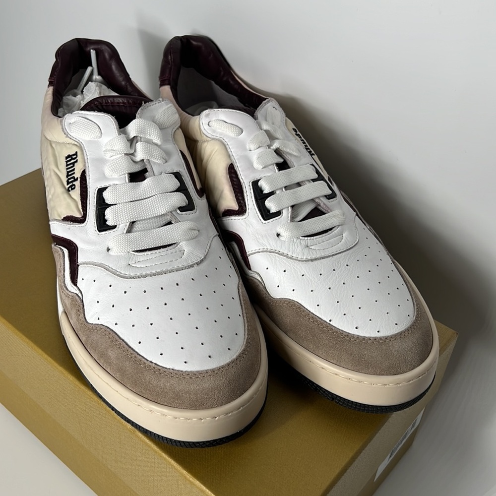 ❌SOLD❌ Rhude Racing Sneaker in White, Maroon, & Beige - Picture 5 of 12